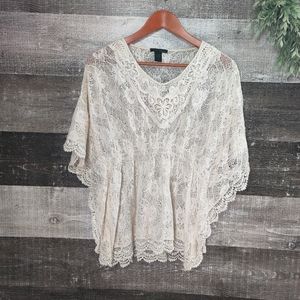 RAIN lace poncho style boho top